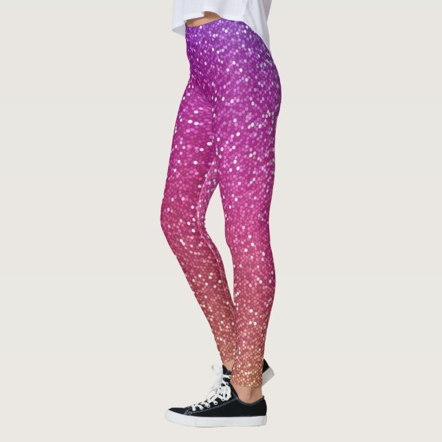 Hexagonal Glitter Rainbow Gradient Leggings (Left)