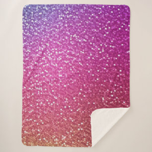 Hexagonal Glitter Rainbow Gradient Sherpa Blanket