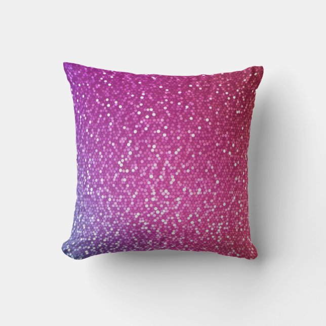 Hexagonal Glitter Rainbow Gradient Throw Pillow (Front)