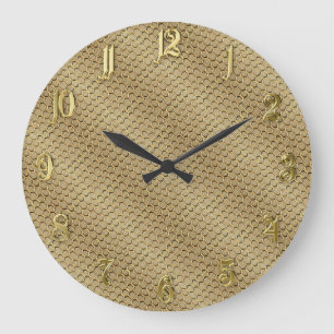 Hexagonal golden pattern large clock