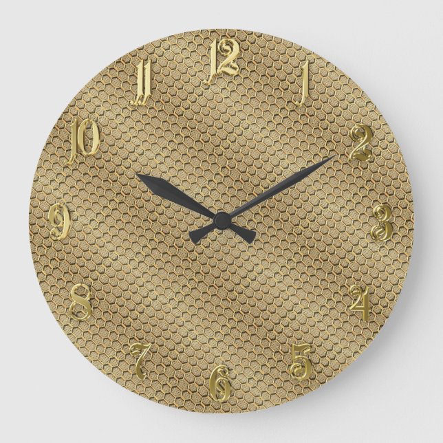 Hexagonal golden pattern large clock (Front)