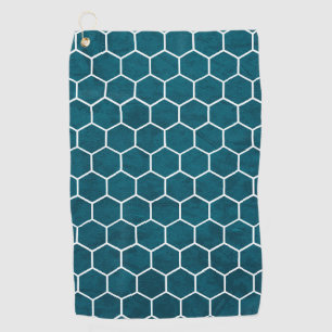 Hexagonal Hexagon Pattern Deep Blue Golf Towel