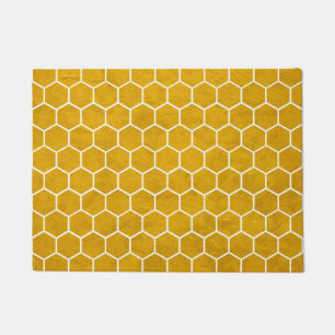 Hexagonal Hexagon Pattern Yellow Doormat