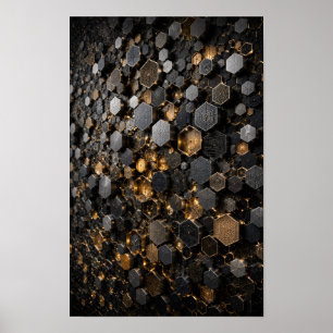 Hexagonal Hive Micro Mosaic Wall Art