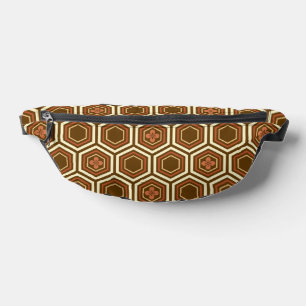 Hexagonal Kimono Print, Brown and Beige  Fanny Pack