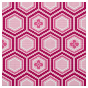 Hexagonal Kimono Print, Burgundy and Pink Fabric