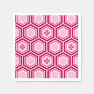 Hexagonal Kimono Print, Burgundy and Pink Napkin