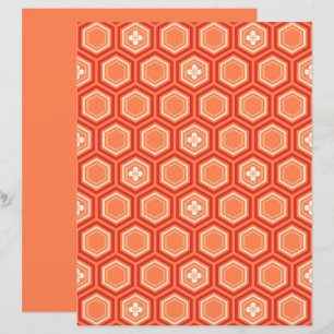 Hexagonal Kimono Print, Mandarin Orange