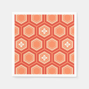 Hexagonal Kimono Print, Mandarin Orange Napkin