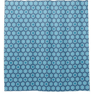 Hexagonal Kimono Print, Navy and Light Blue