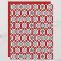 Hexagonal Kimono Print, Red and Grey / Grey
