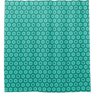 Hexagonal Kimono Print, Teal, Aqua and White