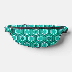 Hexagonal Kimono Print, Teal, Aqua and White Fanny Pack