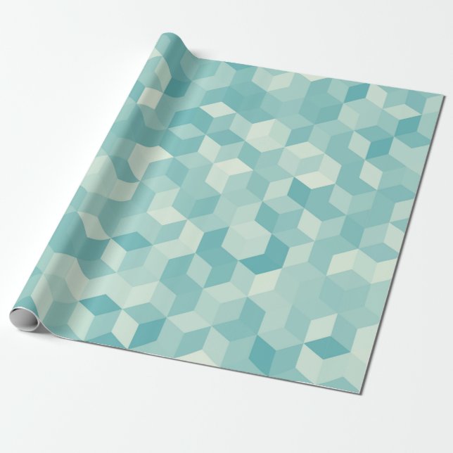 Hexagonal light blue seamless pattern wrapping paper (Unrolled)