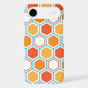 Hexagone en orange, bleu et blanc