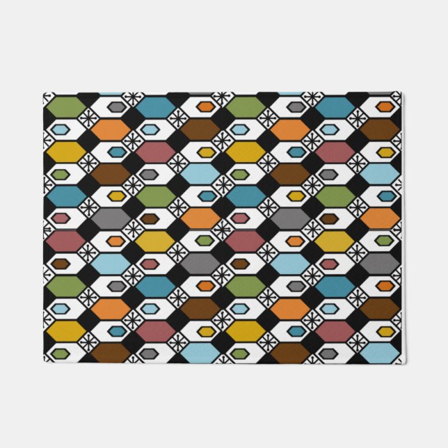 Hexagons and Starbursts Doormat (Front)