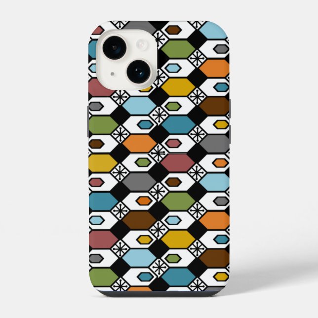 Hexagons and Starbursts iPhone Case (Back)