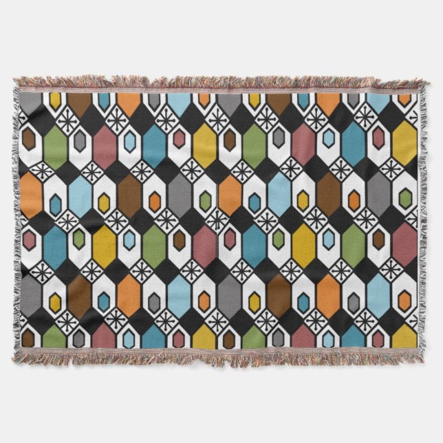 Hexagons and Starbursts Throw Blanket (Front)