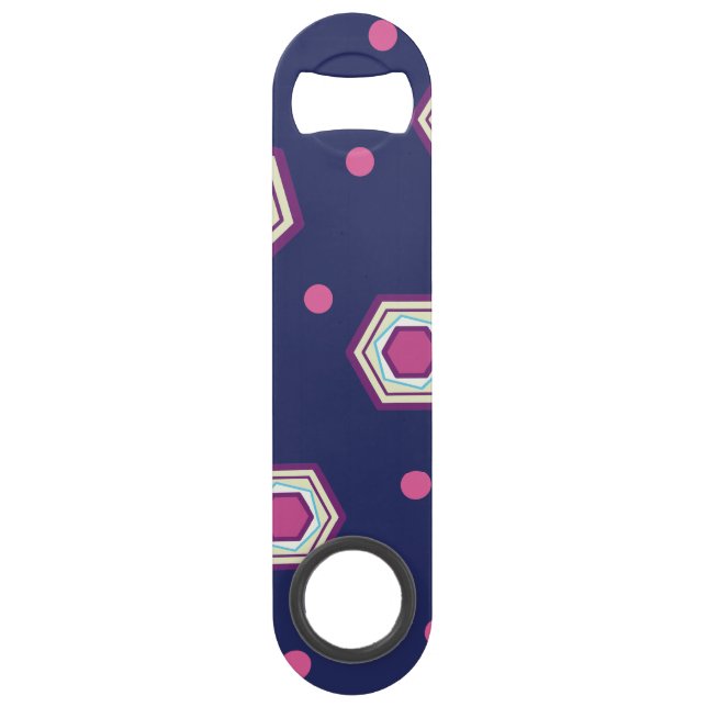 Hexagons Blue Speed Bottle Opener (Front)