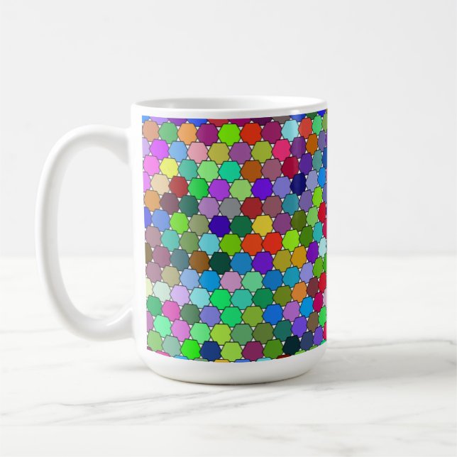 Hexagons de décalage 15oz Mug (Gauche)