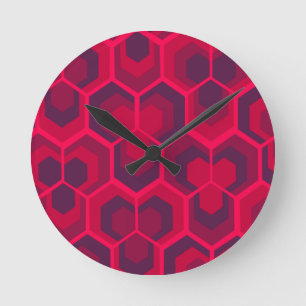 Hexagons Flowers Round Clock