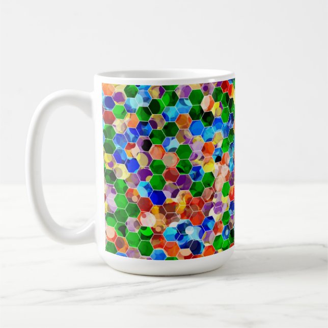 Hexagons horizontaux Piecsimilés point 15 oz Mug (Gauche)