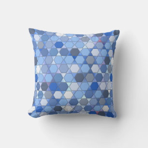 Hexagons in Shades of Blue Throw Pillow