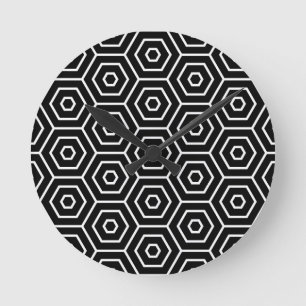 Hexagons texture geometric pattern round clock