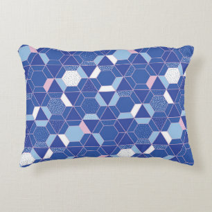 Hexagons, triangles: geometric abstract pattern. accent pillow