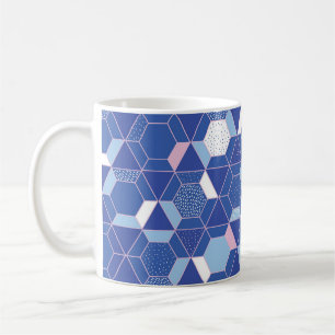 Hexagons, triangles: geometric abstract pattern. coffee mug
