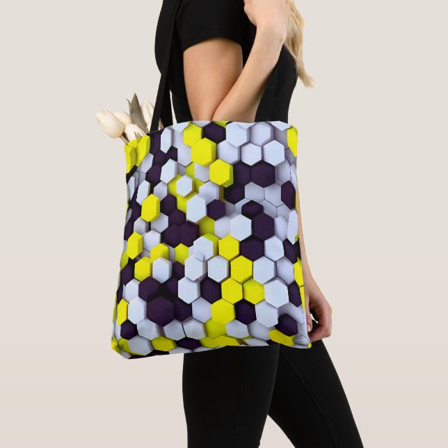 HexaPop Chick Black, White & Yellow Tote Bag (Close Up)