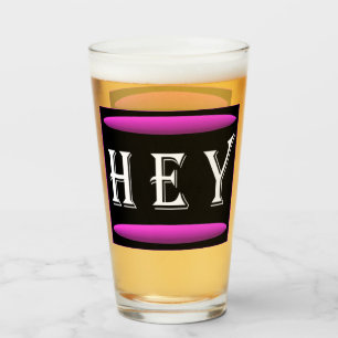 Hey art design in black and purple plus white logo glass