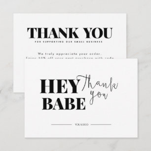 Hey Babe White Thank You Card Discount Code