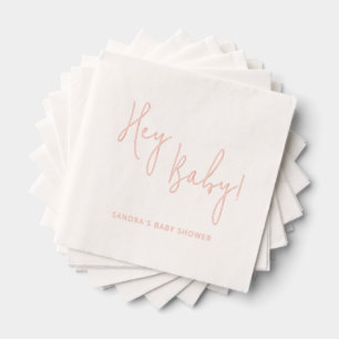 Hey Baby Personalized Name Modern Script Foil Napkins