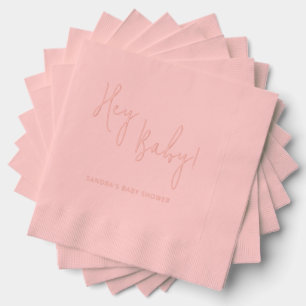 Hey Baby Personalized Name Modern Script Foil Napkins