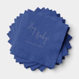 Hey Baby Personalized Name Modern Script Foil Napkins
