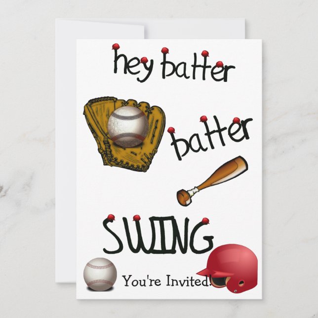 Hey Batter Batter Birthday Universal Party Invitation (Front)
