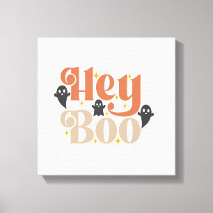 Hey Boo Boho Halloween Hey Boo Ghost Canvas Print
