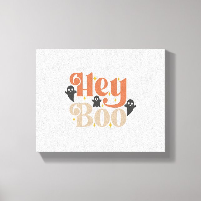 Hey Boo Boho Halloween Hey Boo Ghost Canvas Print (Front)