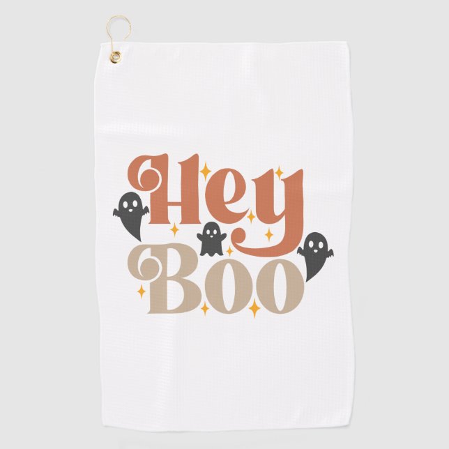 Hey Boo Boho Halloween Hey Boo Ghost Golf Towel (Front)