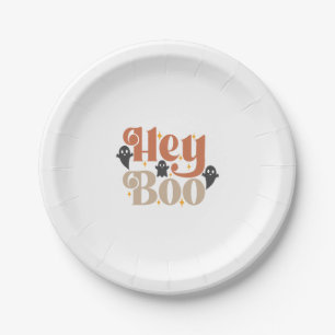 Hey Boo Boho Halloween Hey Boo Ghost Paper Plate