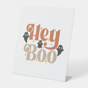 Hey Boo Boho Halloween Hey Boo Ghost Pedestal Sign