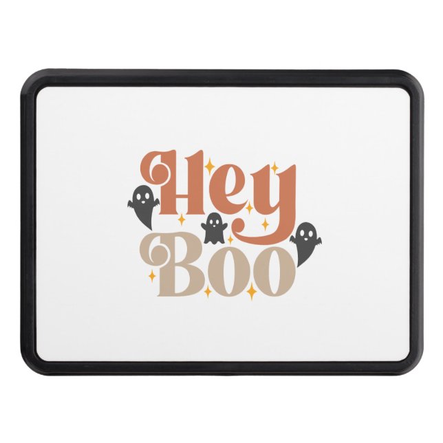 Hey Boo Boho Halloween Hey Boo Ghost Trailer Hitch Cover (Front)
