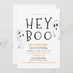 Hey Boo, Cute Ghost Halloween Invitation