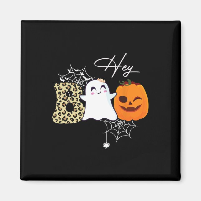 Hey Boo Cute Ghost Pumpkin Face Halloween  Magnet (Front)