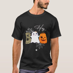 Hey Boo Cute Ghost Pumpkin Face Halloween T-Shirt