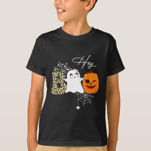 Hey Boo Cute Ghost Pumpkin Face Halloween  T-Shirt
