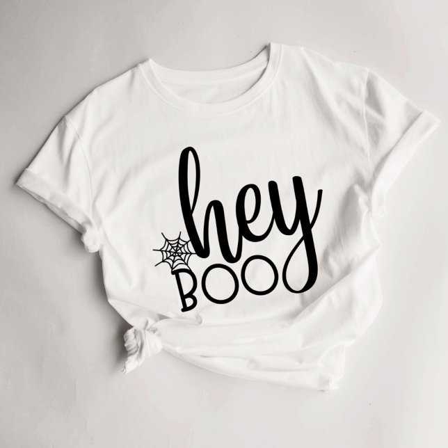 Hey Boo Cute Halloween Womens T-Shirt (Creator Uploaded)