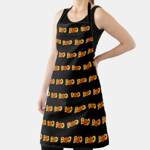 Hey Boo Cute Pumpkin Typography Drawing Art Apron