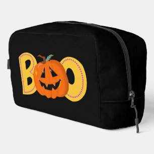 Hey Boo Cute Pumpkin Typography Drawing Art Dopp Kit